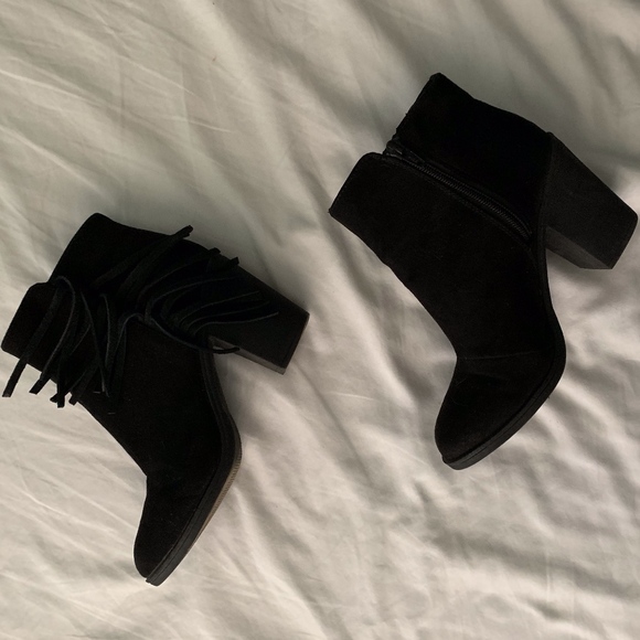 Black Fringe Booties - Picture 1 of 2